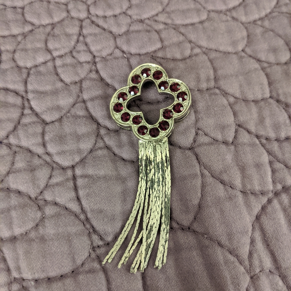 Silver and red stone necklace pendant